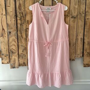 NWT Vineyard Vines Sleeveless Flounce Flamingo Pale Pink Linen Dress Size Small